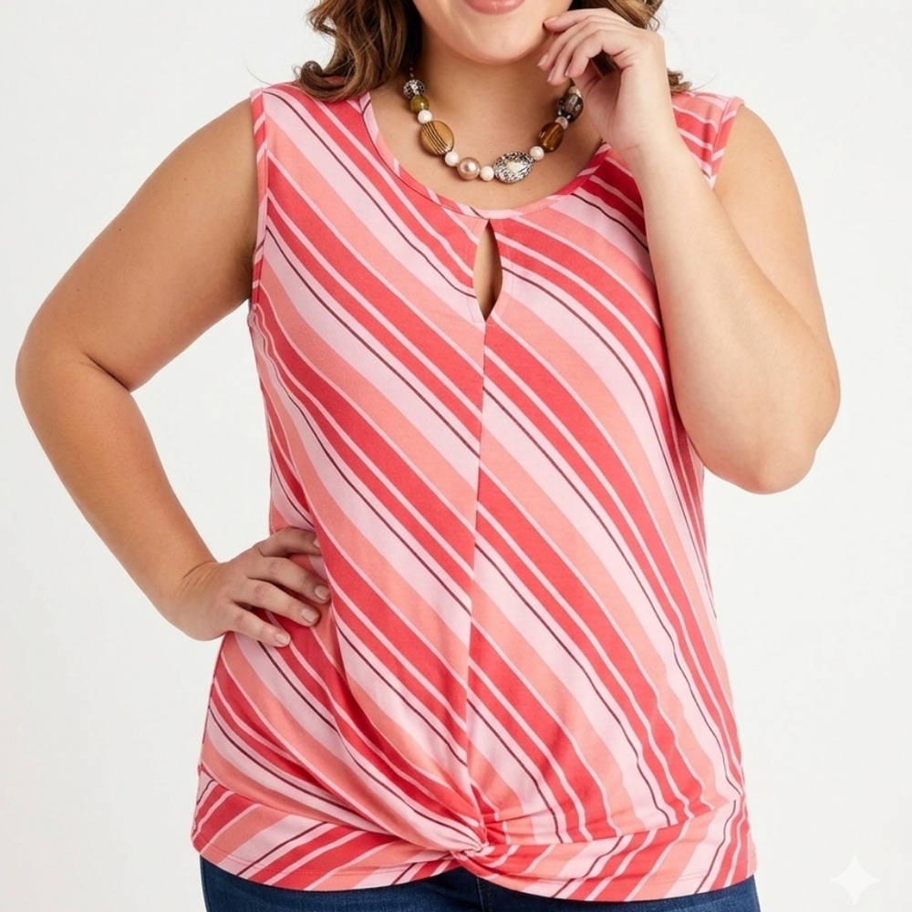 Bold Elements Plus Size Sleeveless Striped Top